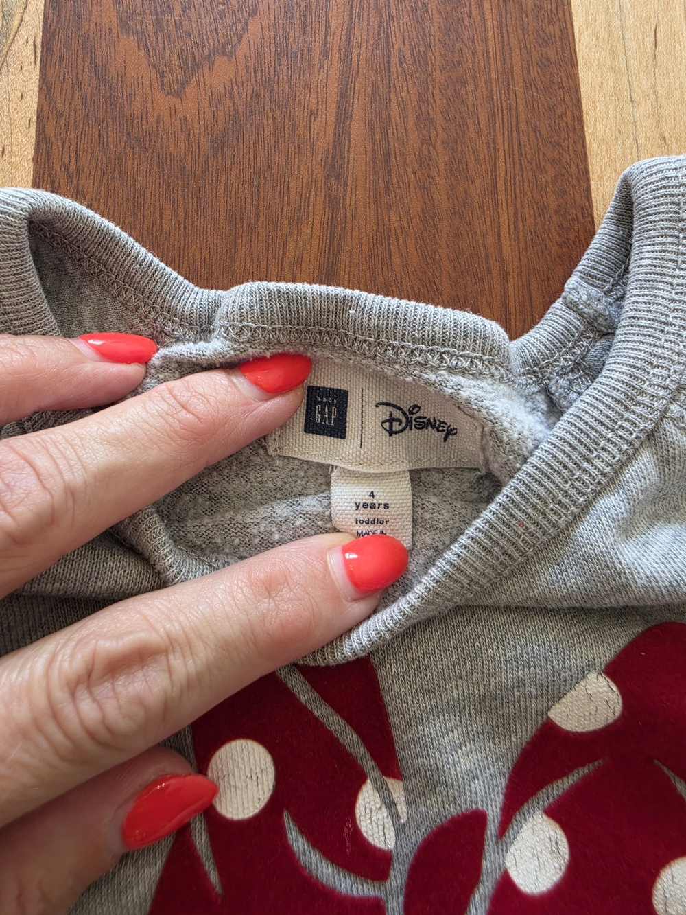 GAP x Disney Girls' Gray Dress with Red Minnie Print
